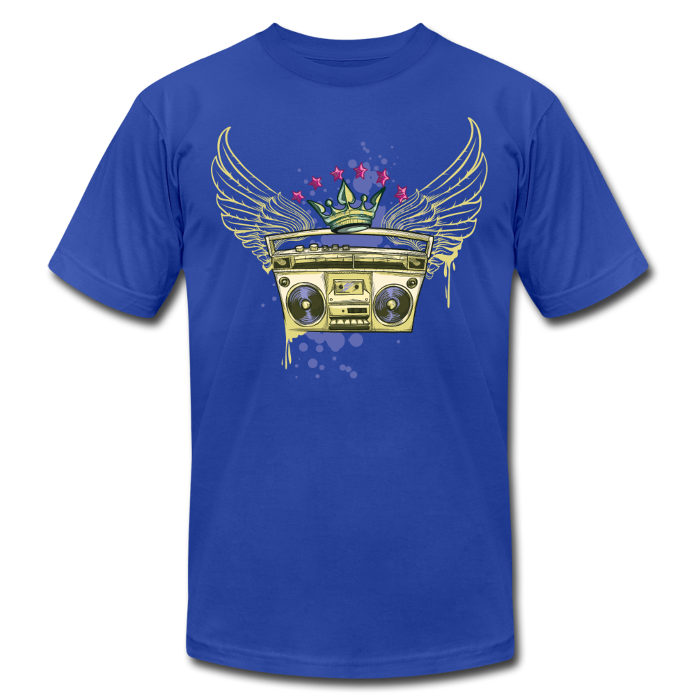 Gold Boombox Wings T-Shirt - royal blue