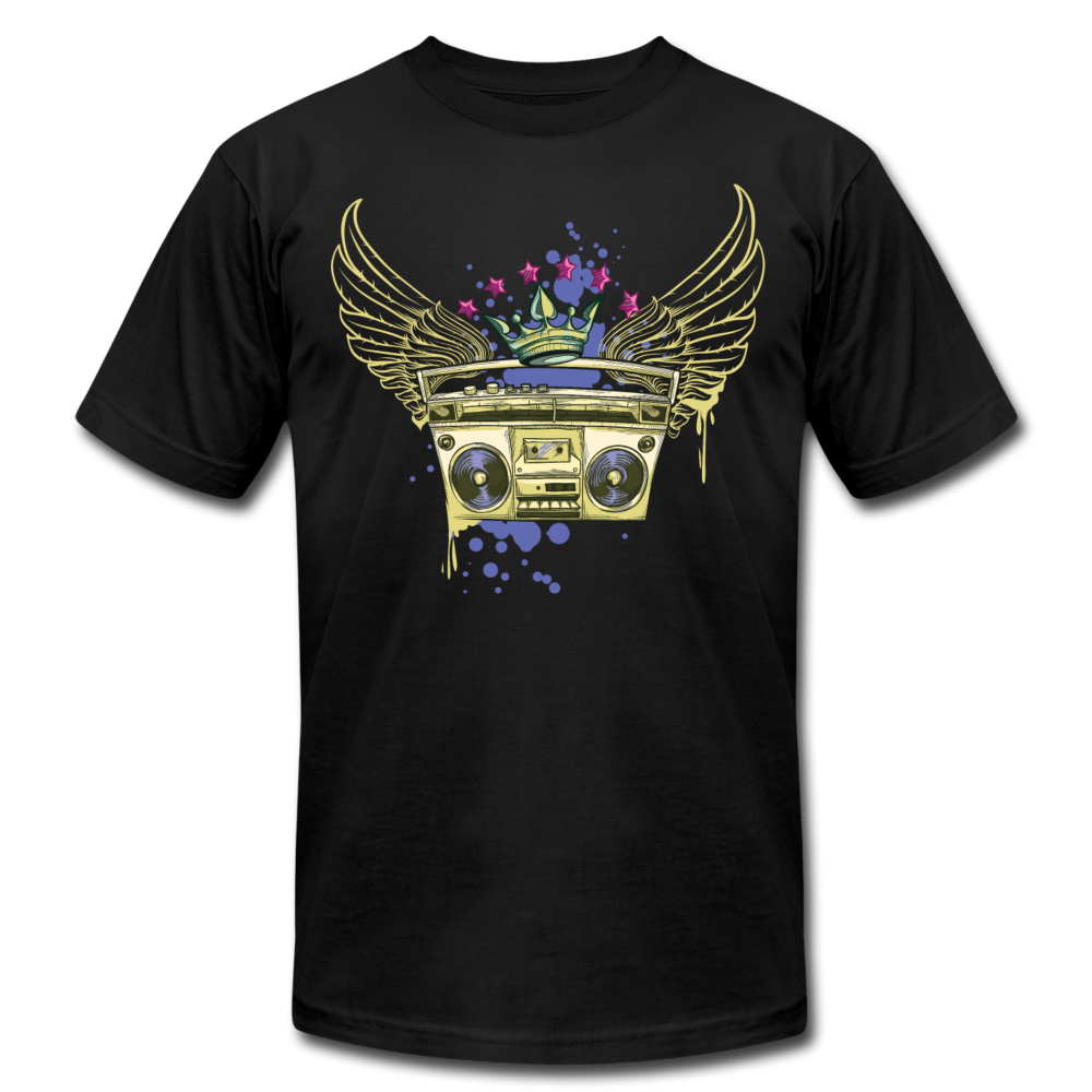 Gold Boombox Wings T-Shirt - black