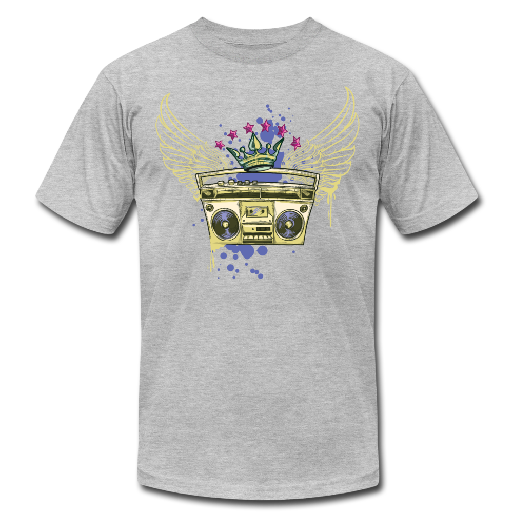 Gold Boombox Wings T-Shirt - heather gray
