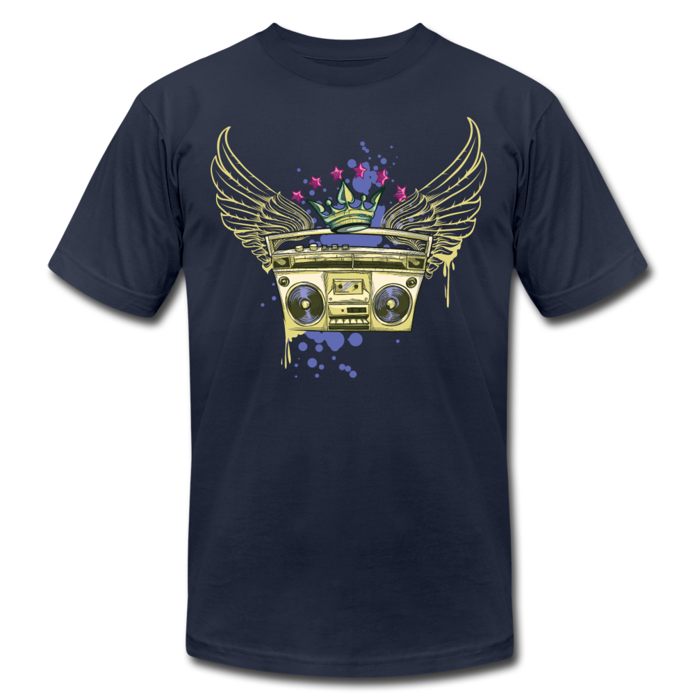 Gold Boombox Wings T-Shirt - navy