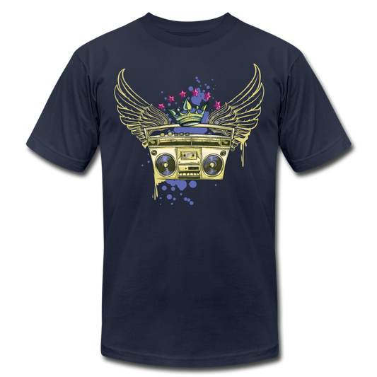 Gold Boombox Wings T-Shirt - navy