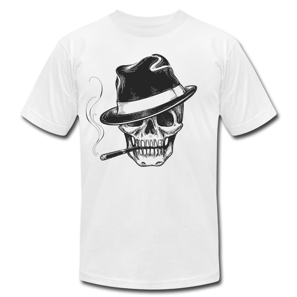 Smoking Skull Fedora T-Shirt - white