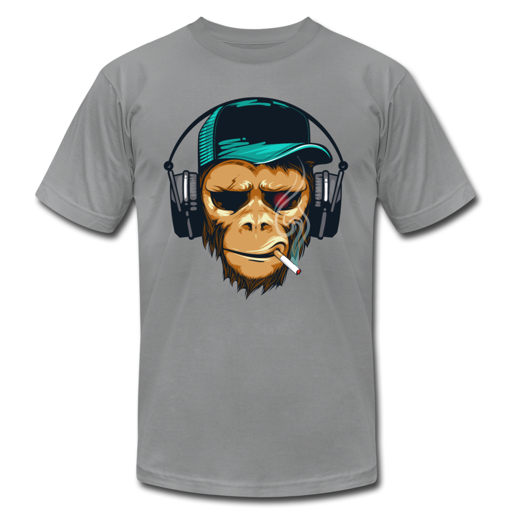 Smoking Monkey Headphones T-Shirt - slate