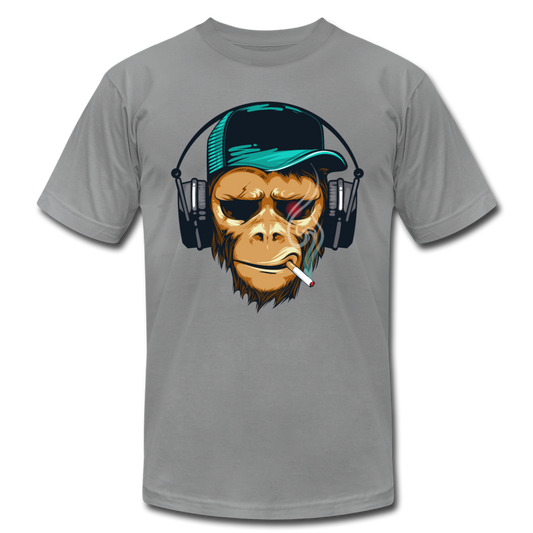 Smoking Monkey Headphones T-Shirt - slate