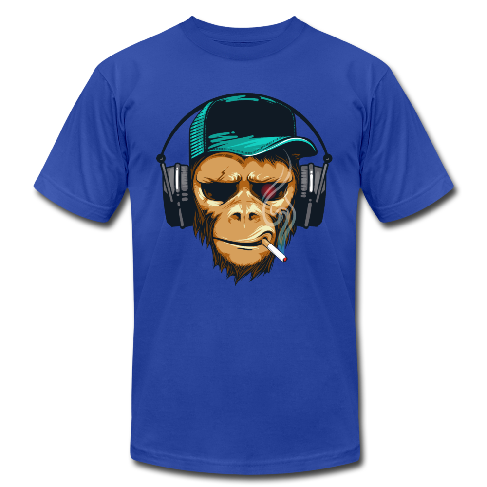 Smoking Monkey Headphones T-Shirt - royal blue
