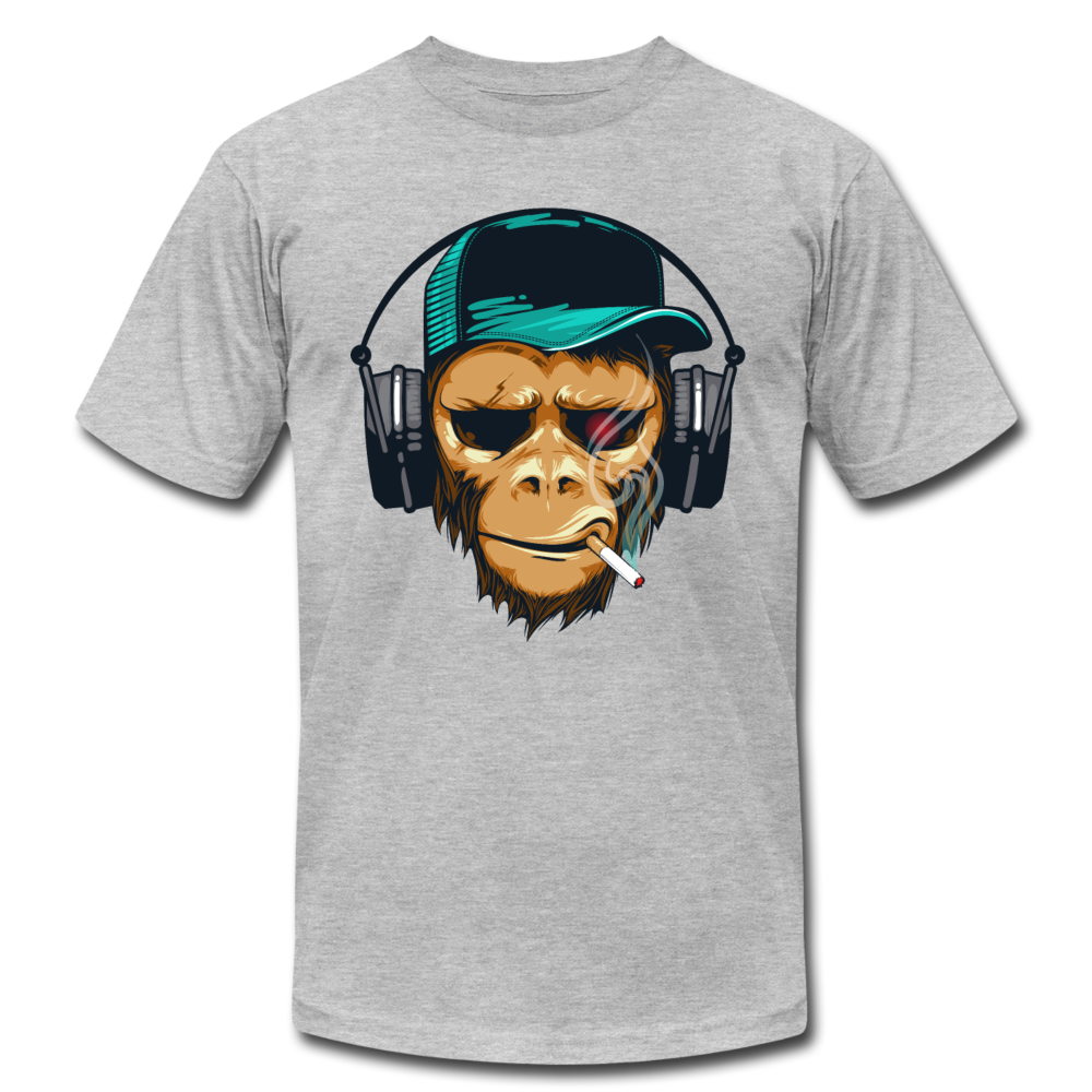 Smoking Monkey Headphones T-Shirt - heather gray