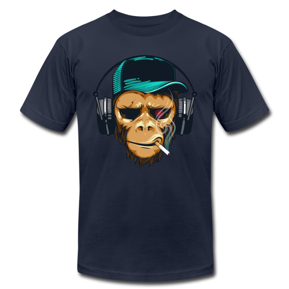 Smoking Monkey Headphones T-Shirt - navy