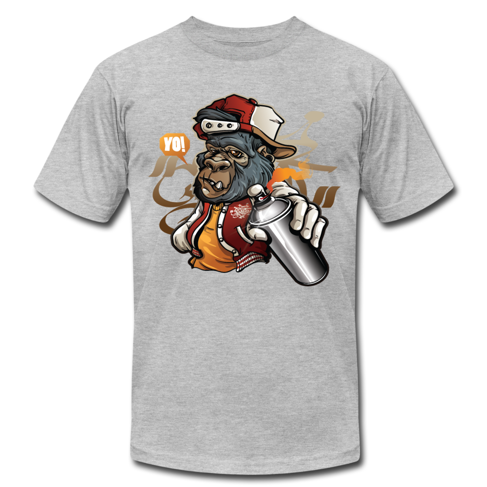 Hip Hop Gorilla Graffiti Artist T-Shirt - heather gray