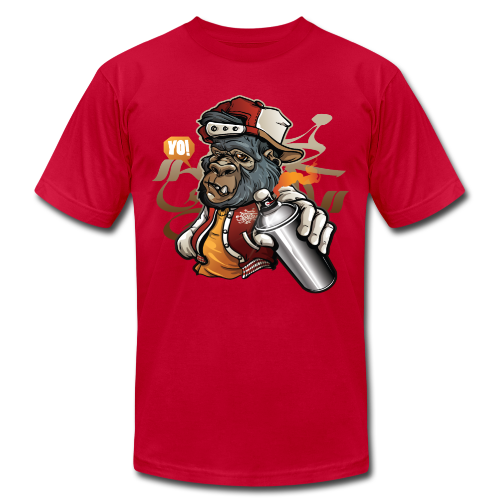 Hip Hop Gorilla Graffiti Artist T-Shirt - red