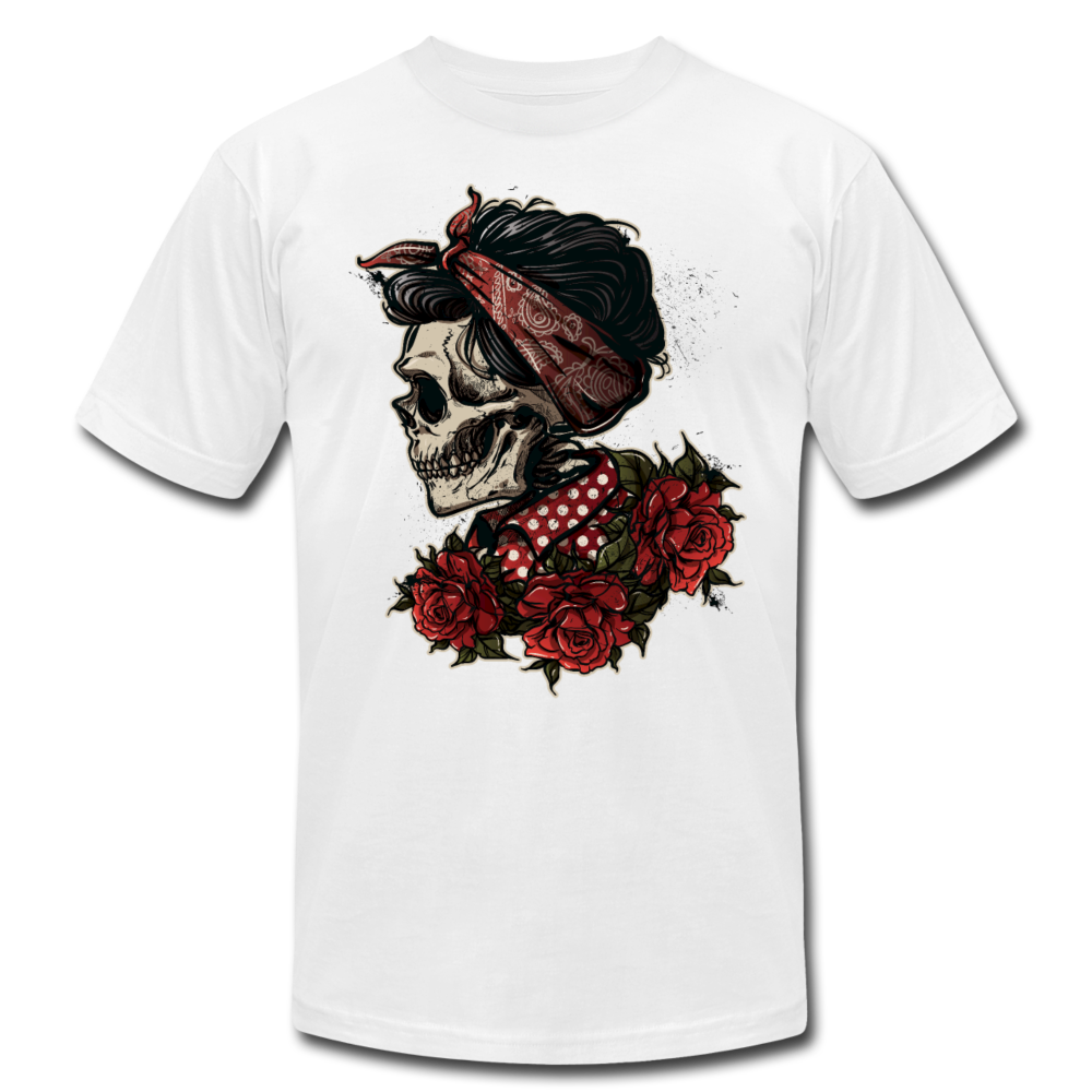Girl Skull Roses T-Shirt - white