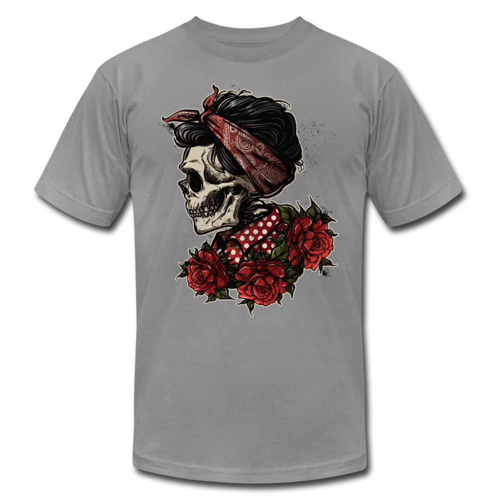 Girl Skull Roses T-Shirt - slate