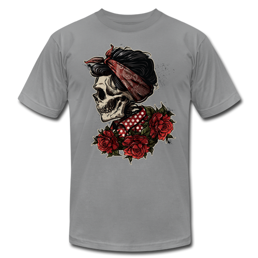 Girl Skull Roses T-Shirt - slate
