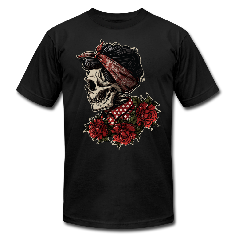 Girl Skull Roses T-Shirt - black