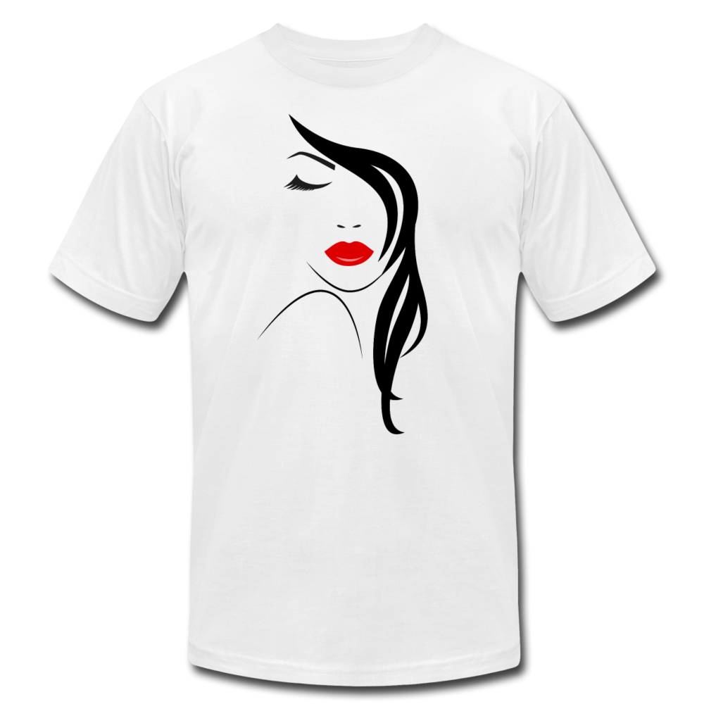 Abstract Girl Lips Hair T-Shirt - white