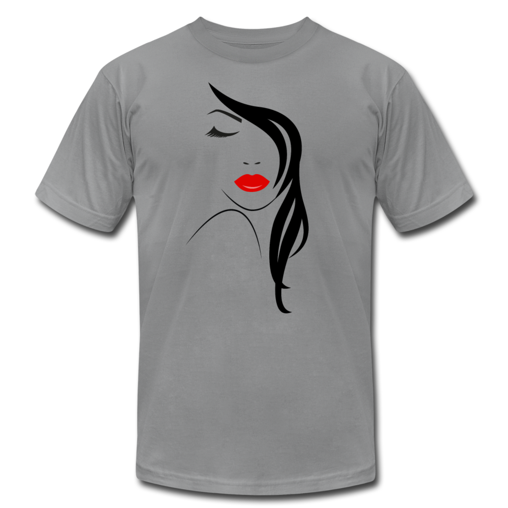 Abstract Girl Lips Hair T-Shirt - slate