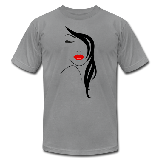 Abstract Girl Lips Hair T-Shirt - slate