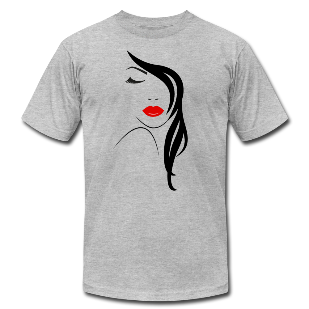 Abstract Girl Lips Hair T-Shirt - heather gray