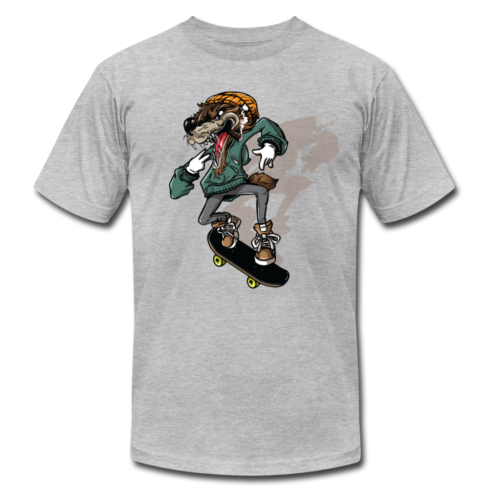 Skater Wolf T-Shirt - heather gray