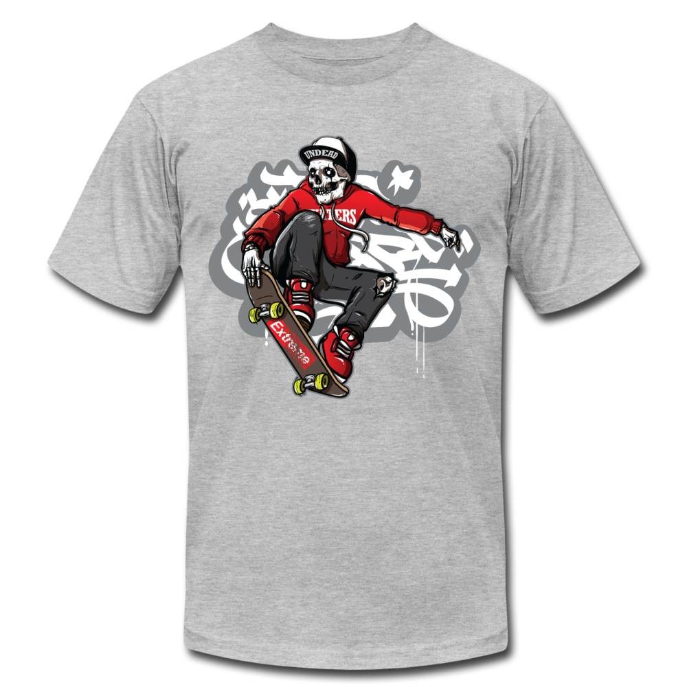 Skater Skeleton T-Shirt - heather gray