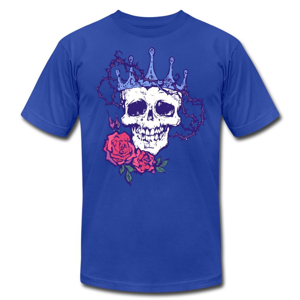 Skull Crown Roses T-Shirt - royal blue