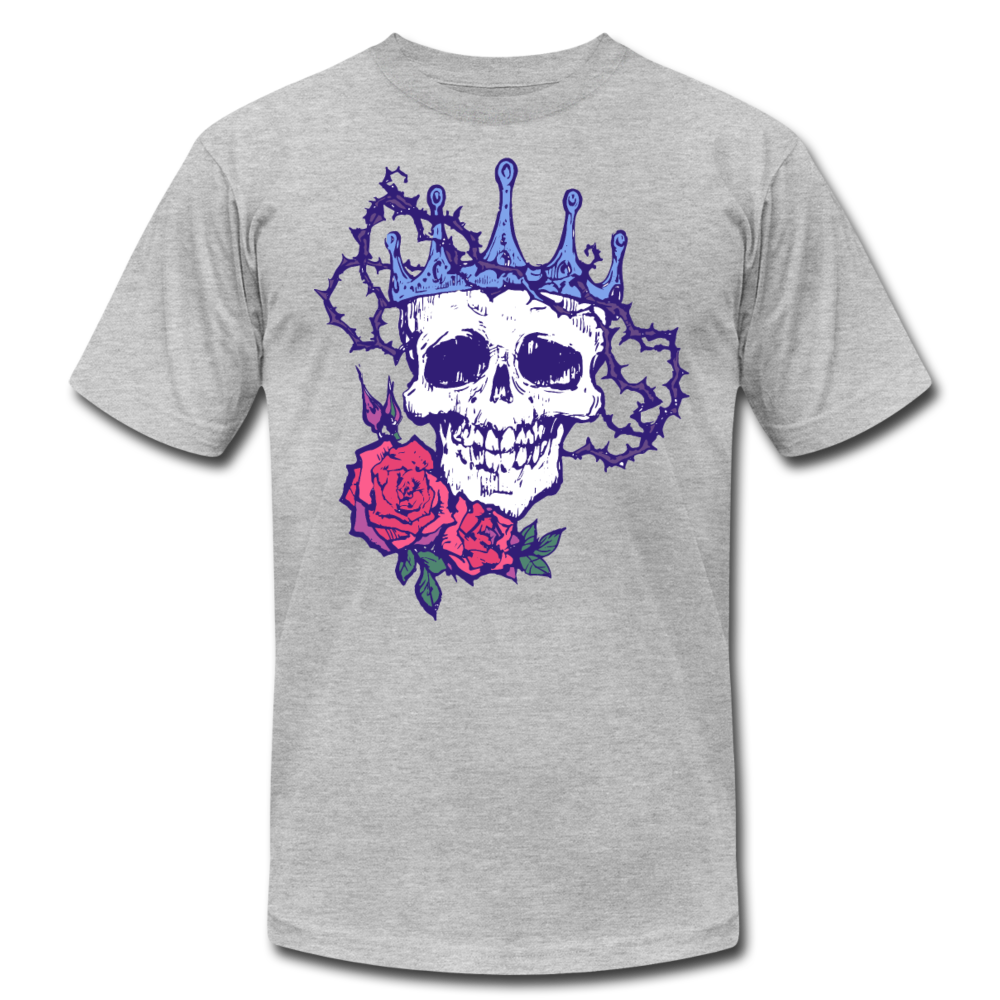 Skull Crown Roses T-Shirt - heather gray