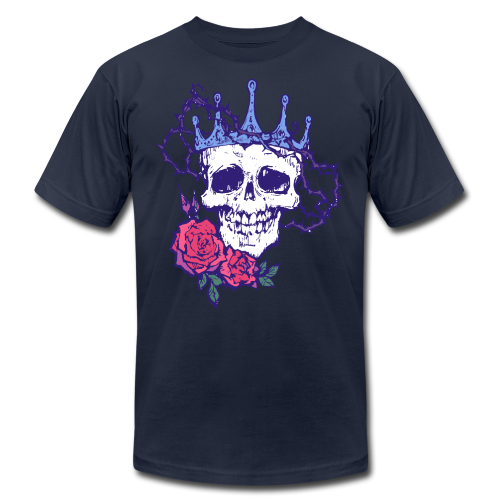 Skull Crown Roses T-Shirt - navy