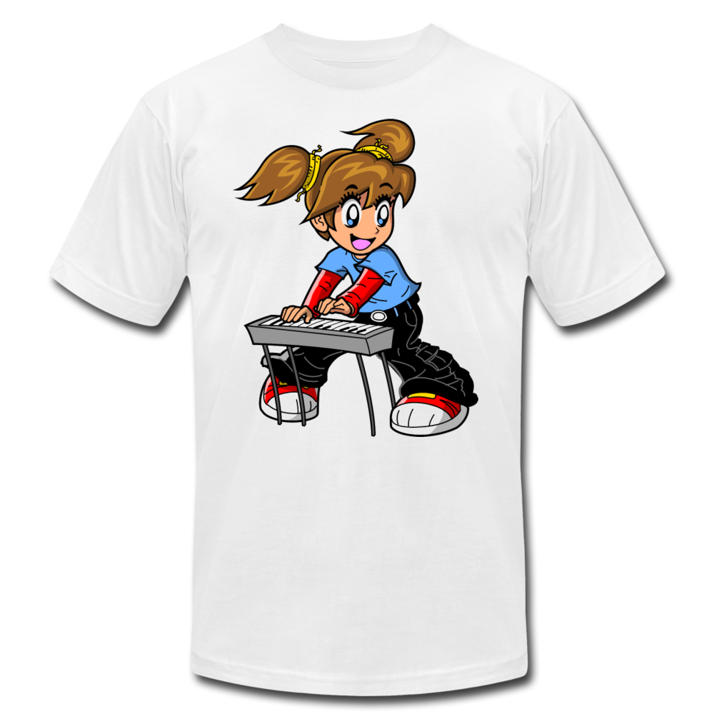 Keyboard Girl Cartoon T-Shirt - white