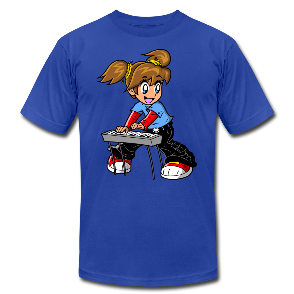 Keyboard Girl Cartoon T-Shirt - royal blue