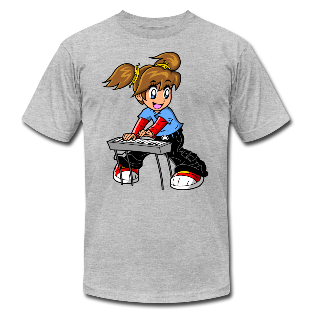 Keyboard Girl Cartoon T-Shirt - heather gray