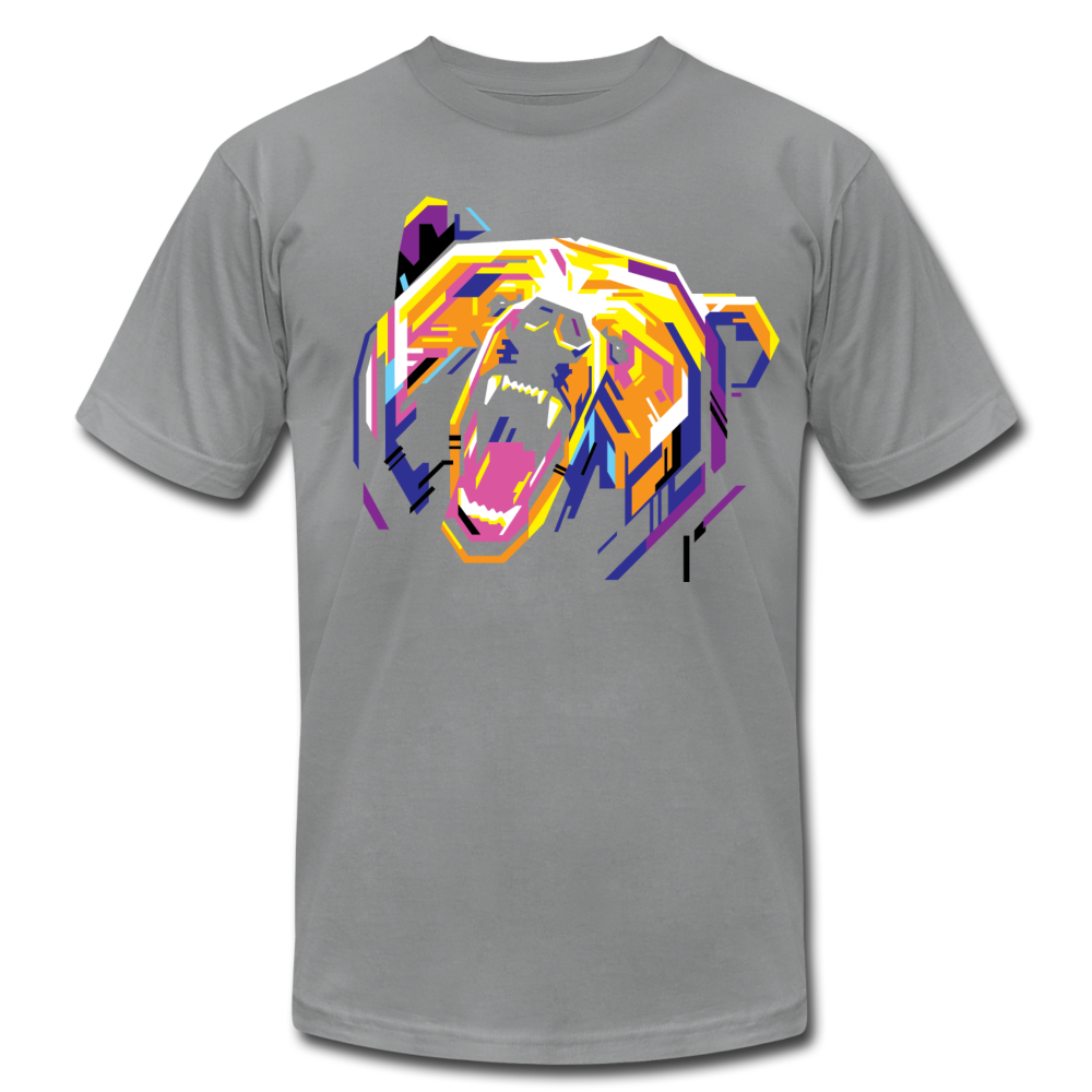 Abstract Growling Bear T-Shirt - slate