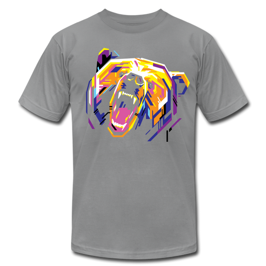 Abstract Growling Bear T-Shirt - slate
