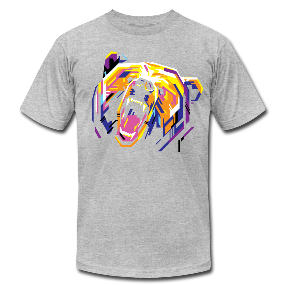 Abstract Growling Bear T-Shirt - heather gray
