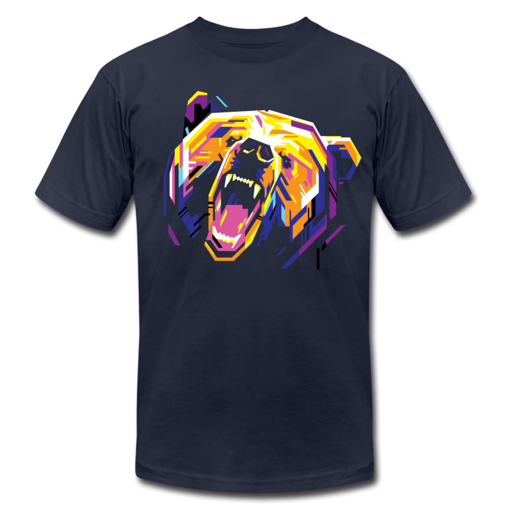 Abstract Growling Bear T-Shirt - navy