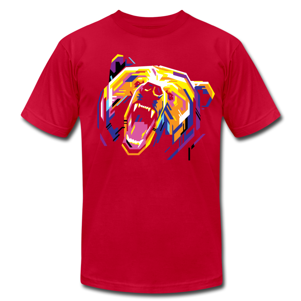 Abstract Growling Bear T-Shirt - red