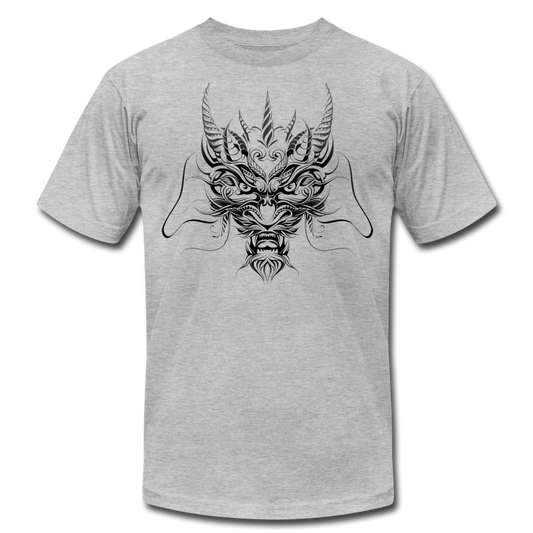 Tribal Maori Dragon Head T-Shirt - heather gray