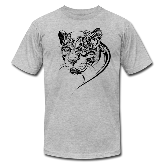 Tribal Maori Jungle Cat T-Shirt - heather gray