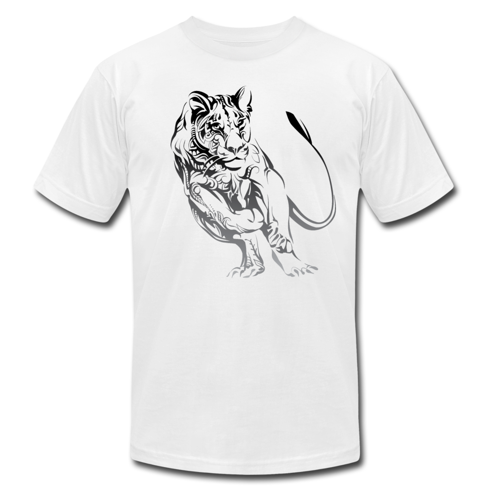 Tribal Maori Running Jungle Cat T-Shirt - white