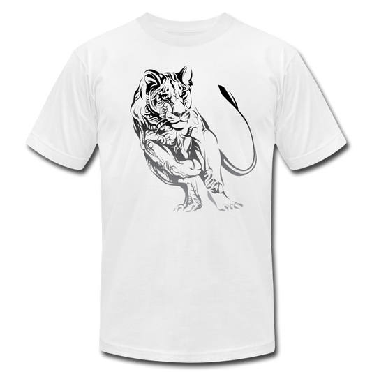 Tribal Maori Running Jungle Cat T-Shirt - white