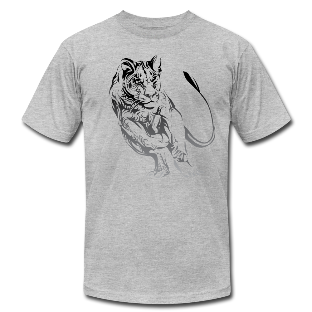 Tribal Maori Running Jungle Cat T-Shirt - heather gray