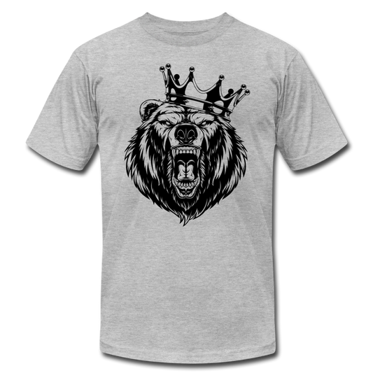 Growling Bear Crown T-Shirt - heather gray