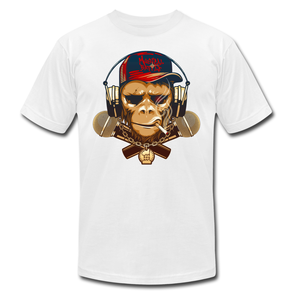 Hip Hop Monkey & Cross Microphones T-Shirt - white