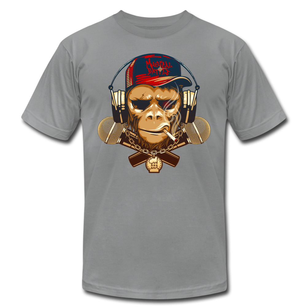 Hip Hop Monkey & Cross Microphones T-Shirt - slate