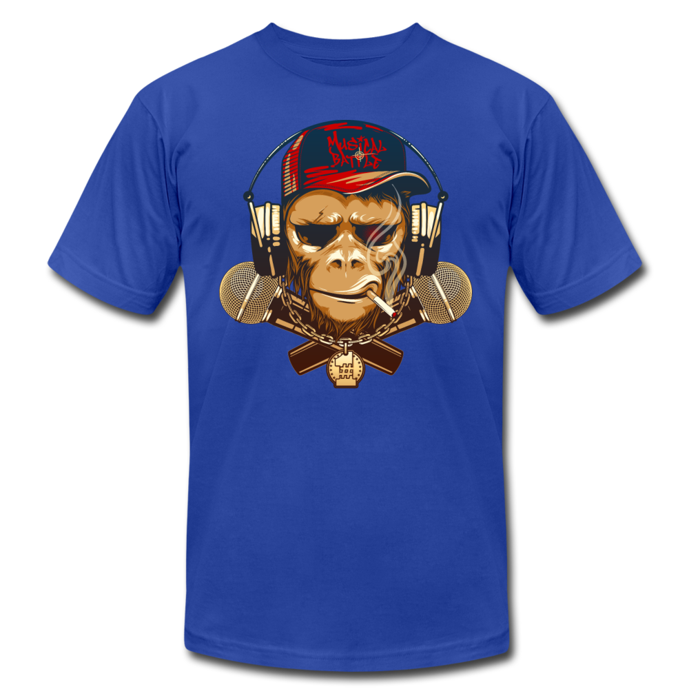 Hip Hop Monkey & Cross Microphones T-Shirt - royal blue