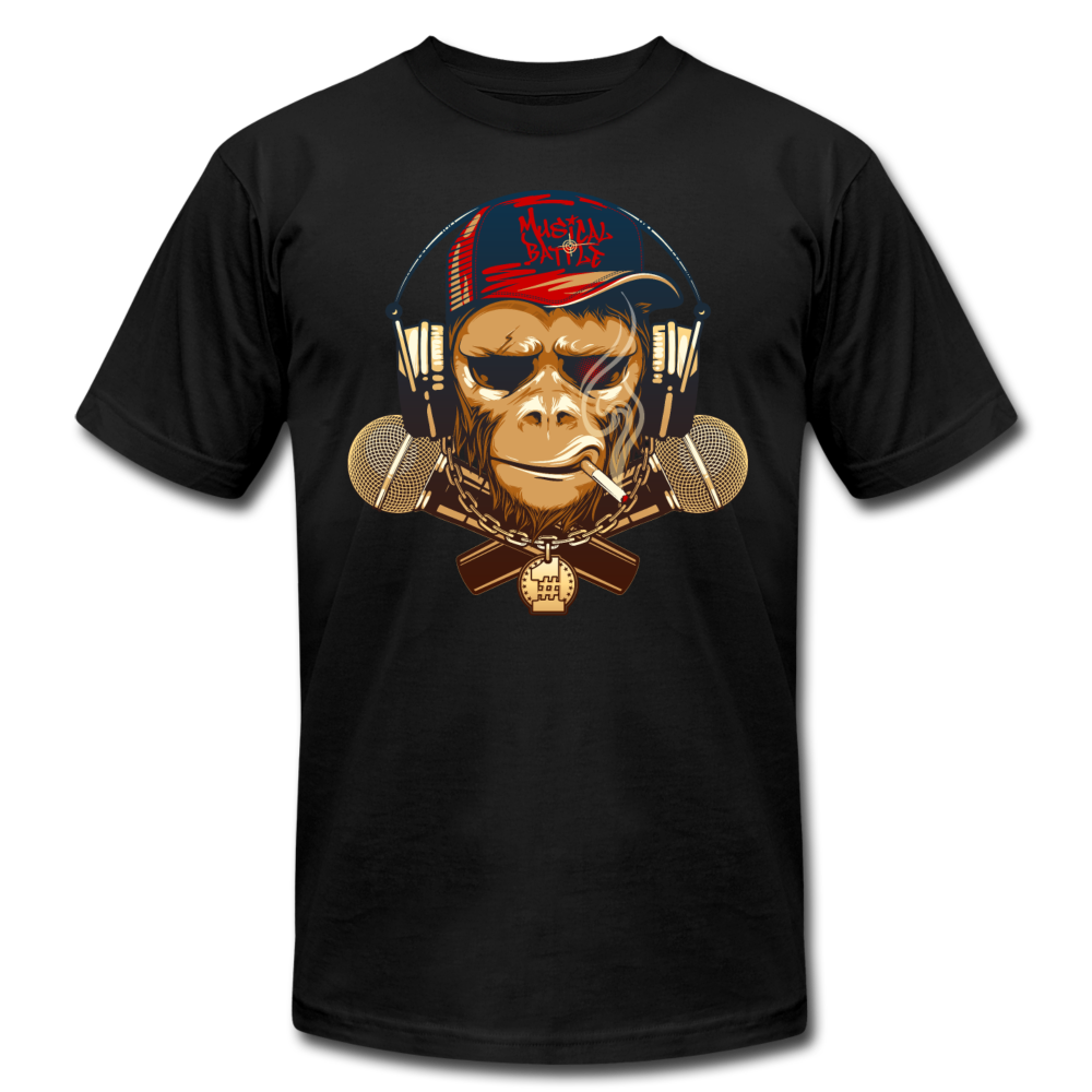 Hip Hop Monkey & Cross Microphones T-Shirt - black