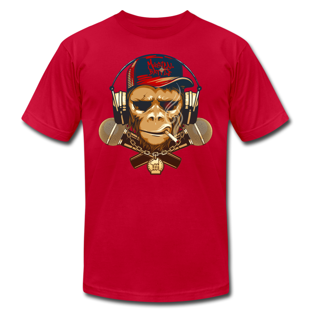 Hip Hop Monkey & Cross Microphones T-Shirt - red