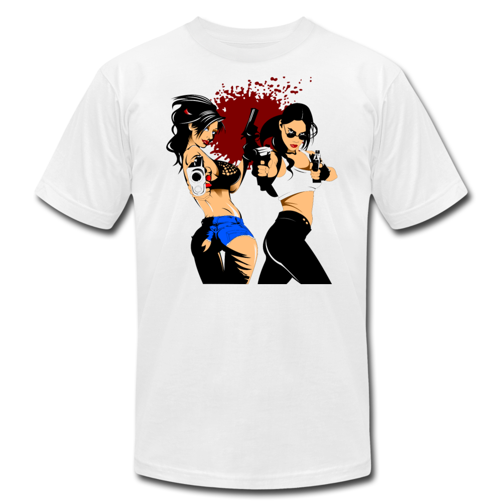 Cartoon Girls with Guns T-Shirt - white