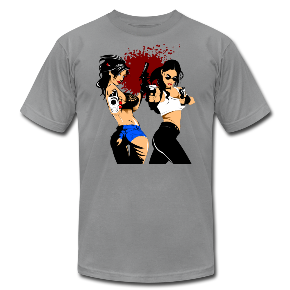 Cartoon Girls with Guns T-Shirt - slate