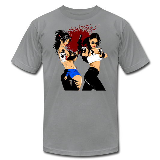 Cartoon Girls with Guns T-Shirt - slate
