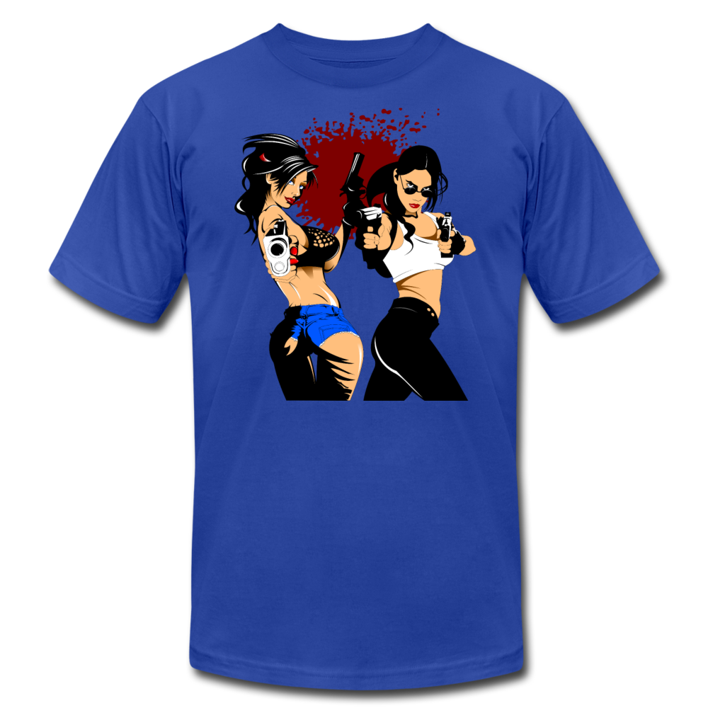 Cartoon Girls with Guns T-Shirt - royal blue