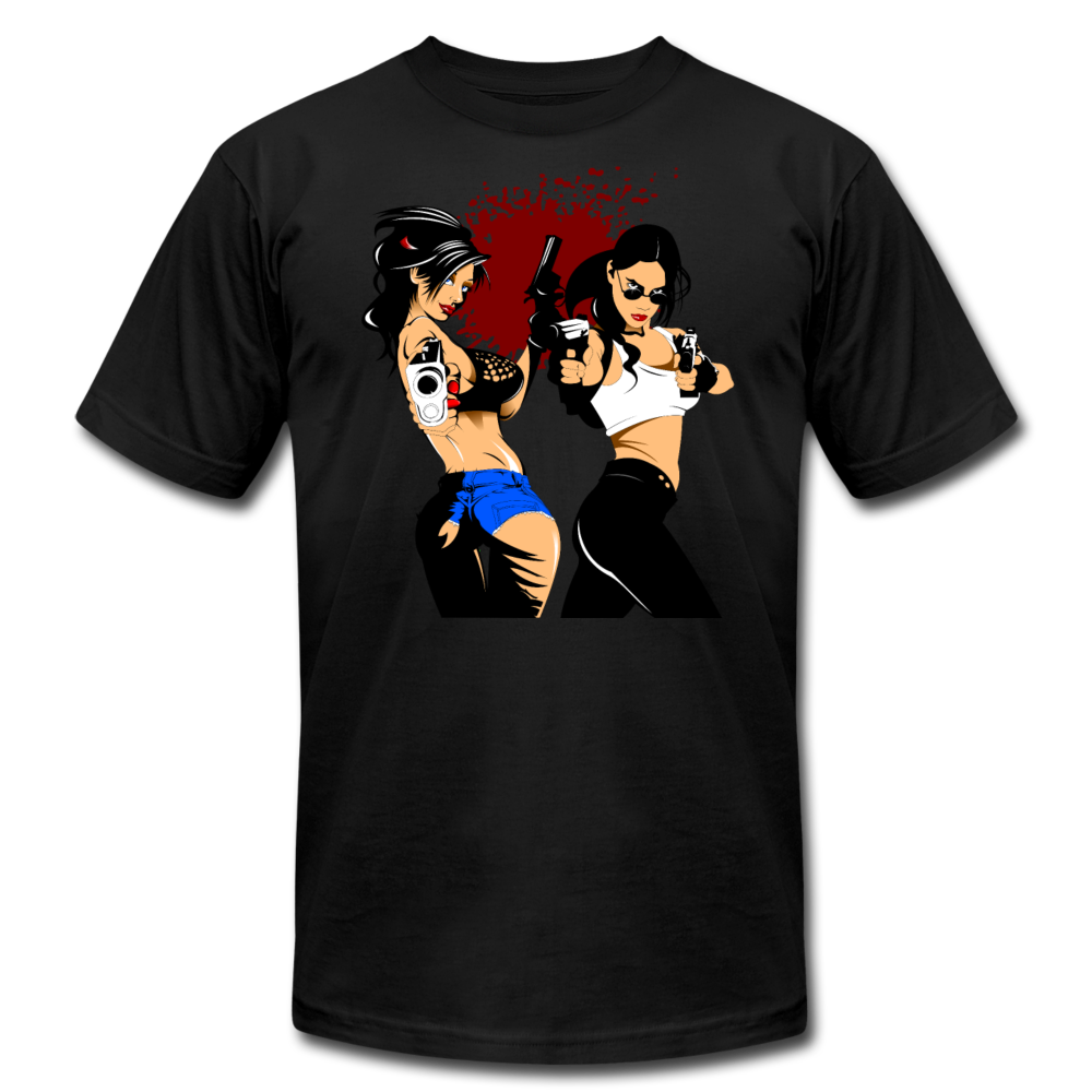 Cartoon Girls with Guns T-Shirt - black